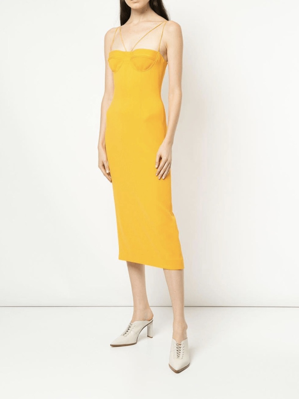 Dion Lee Strappy Bustier Midi Dress in Marigold